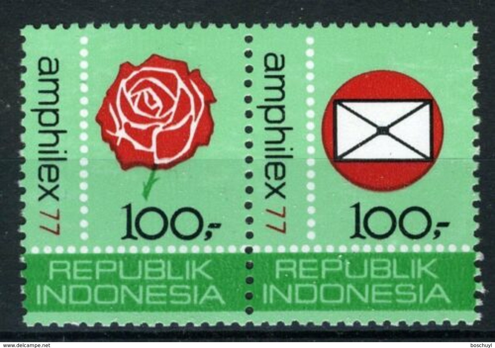 Indonesia, 1977, Amphilex Stamp Exhibition, MNH, Michel 871-872A - Indonésie