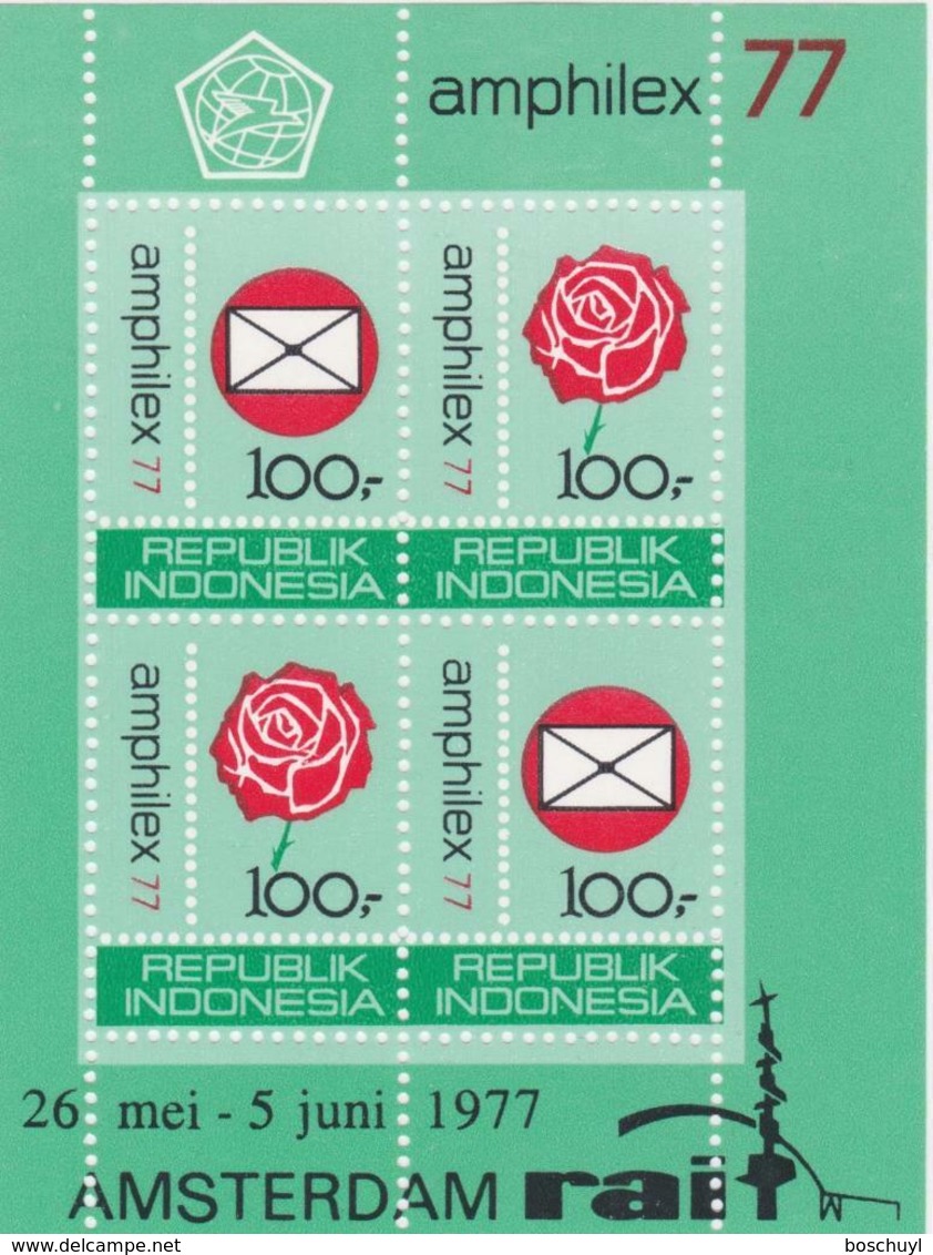 Indonesia, 1977, Amphilex Stamp Exhibition, MNH, Michel Block 23A - Indonésie