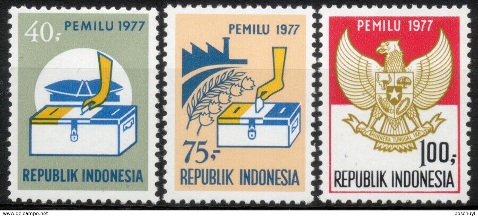 Indonesia, 1977, National Elections, MNH, Michel 860-862 - Indonésie