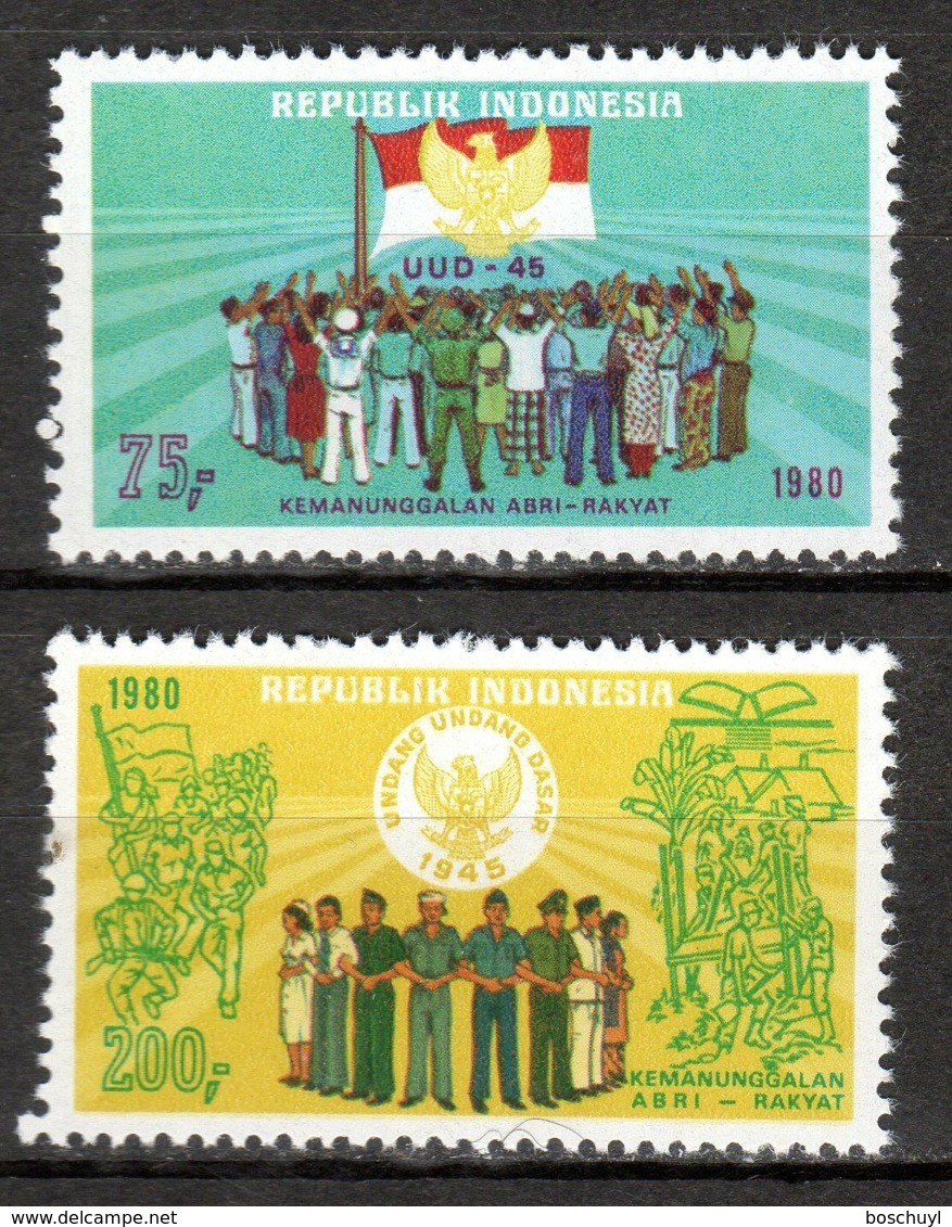 Indonesia, 1980, Army, Military, Armed Forces, MNH, Michel 986-987 - Indonésie