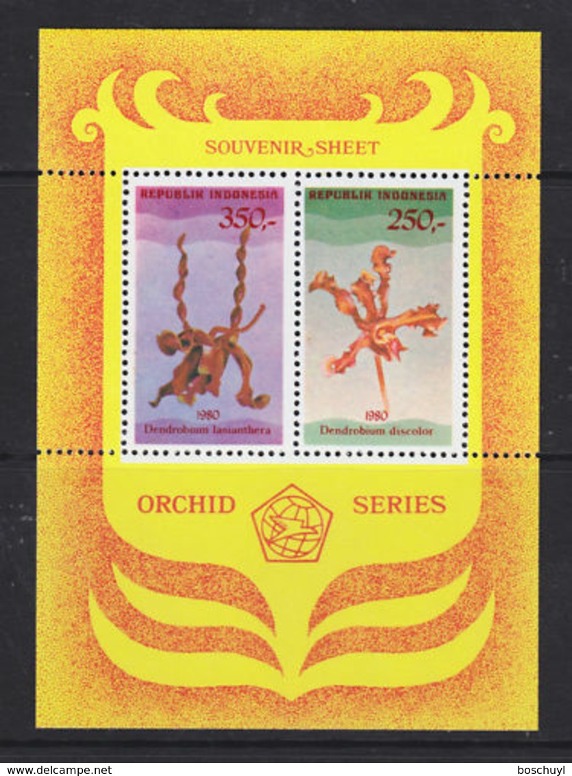 Indonesia, 1980, Orchids, Flowers, Flora, MNH, Michel Block 38 - Indonésie