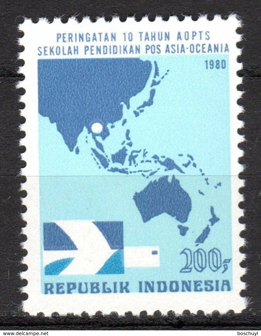 Indonesia, 1980, Postal Service School, Map, MNH, Michel 984 - Indonésie
