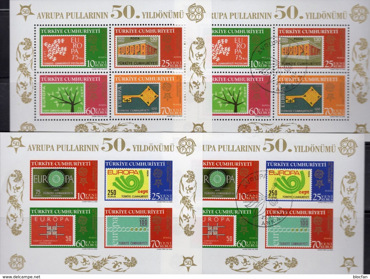 EUROPA-Marken 2005 Türkei Blocks 58B+Bl.59A **/o 50€ 50 Years CEPT Stamps On Stamp Bloque Hojas Blocs M/s Sheets TK - Used Stamps