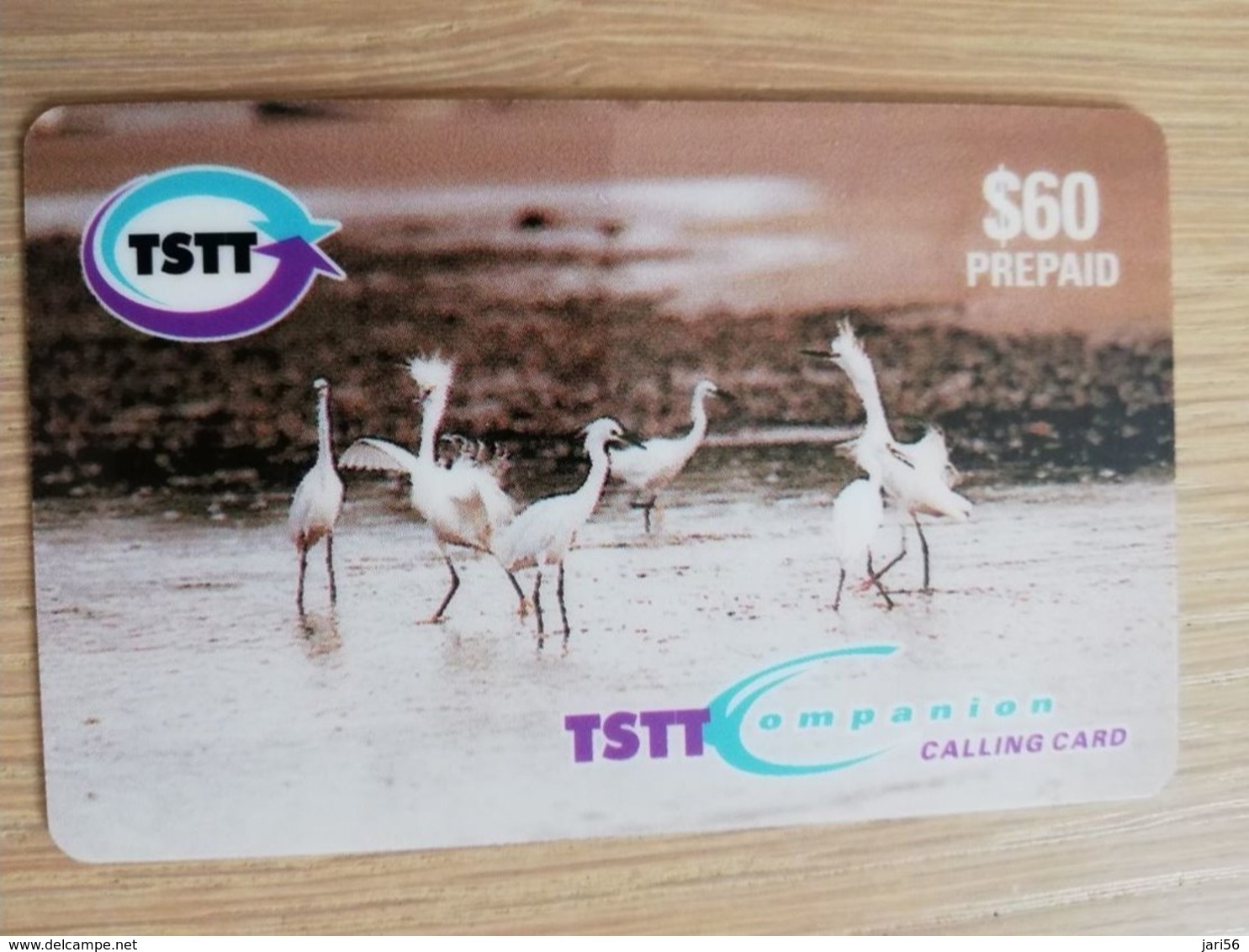 TRINIDAD & TOBAGO    $60,-  NO T&T-P4  TSTT  DANCING EGRETS    ** 2200** - Trinidad & Tobago