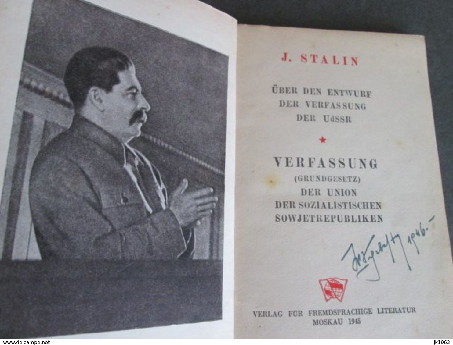 J. STALIN, UBER DEN ENTWURF DER VERFASSUNG DER USSR, MOSKAU 1945 - 5. Zeit Der Weltkriege