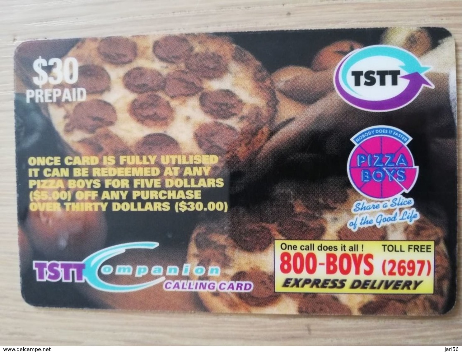 TRINIDAD & TOBAGO    $30,-  NO T&T-P 11   TSTT   PIZZA BOYS       ** 2205** - Trinité & Tobago