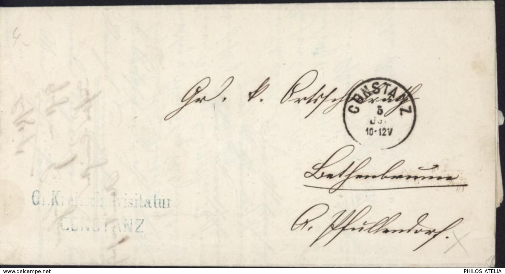 Cachet G. Kreisschulvisitatur Konstanz CAD Constanz 5 Ju 10/2V 1871 Franchise Feldpost ? - Brieven En Documenten