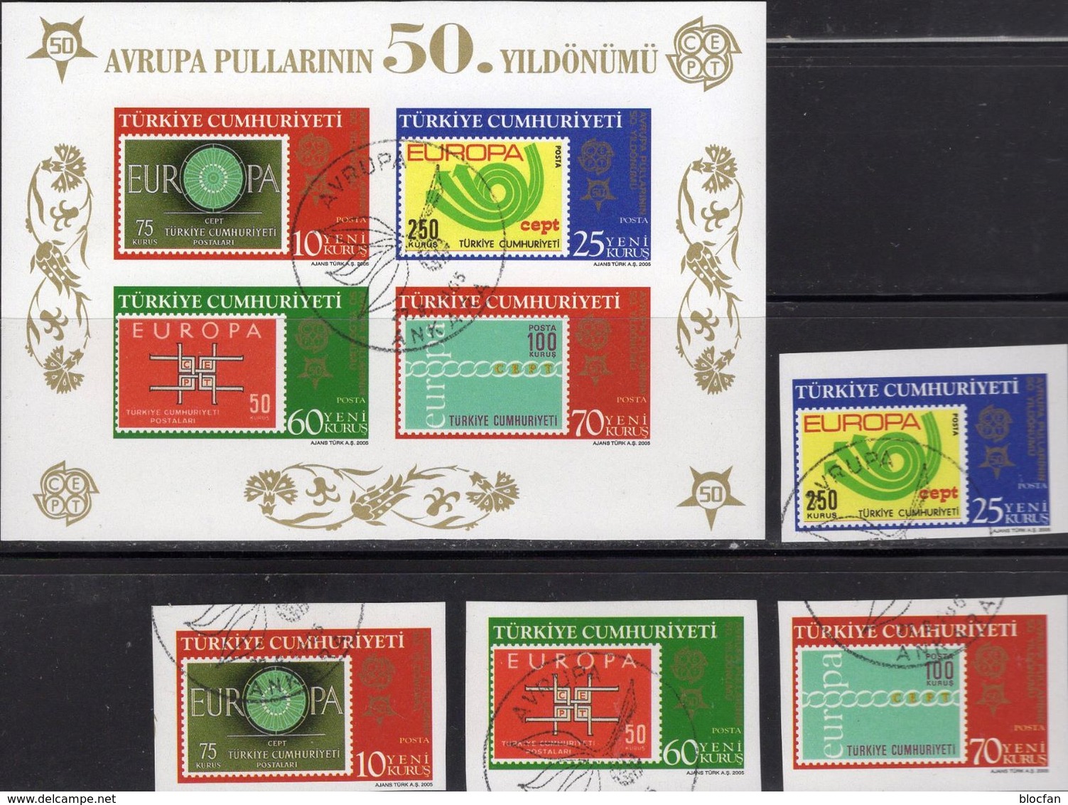 Imperf.50 Years CEPT 2006 Türkiye 3491/4+Block 58B O 30€ EUROPA-Marken Stamps On Stamp Bloque Hoja Bloc Ss Sheet TK - 2005