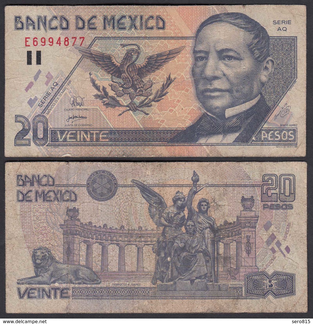 MEXIKO - MEXICO - 20 Pesos 1998 Pick 106c  F (4)   (26453 - Altri – America