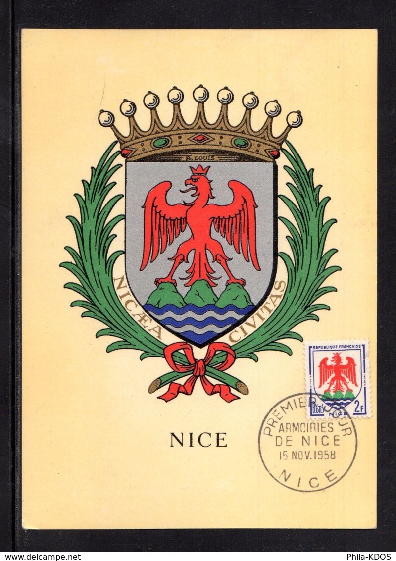 " ARMOIRIES DE NICE " Sur Carte Maximum De 1958. N° YT 1184. Parfait état. CM - 1950-1959