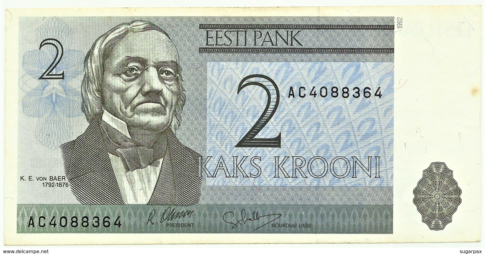 Estonia - 2 Krooni - 1992 - Pick 70 - Prefix AC - Estonia