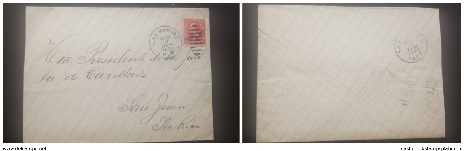 O) 1900 PUERTO RICO , US OCCUPATION, FROM LAS MARIAS P.R. , WASHINGTON 2c OVERPRINT, XF - Porto Rico