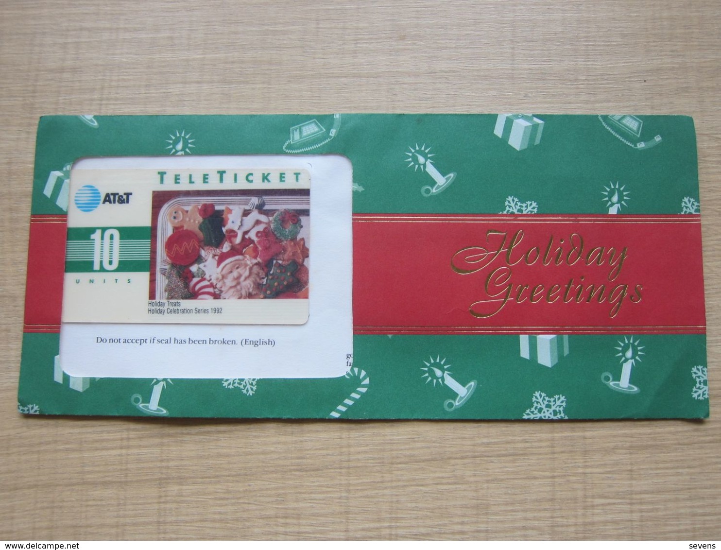 Holiday Greetings TeleTicket Card, Merry Christmas, Mint In Envelope - AT&T