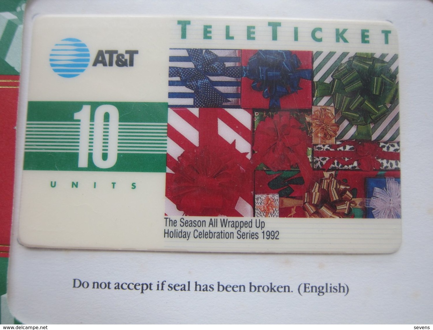 Holiday Greetings TeleTicket Card, Merry Christmas 1992, Mint In Envelope - AT&T