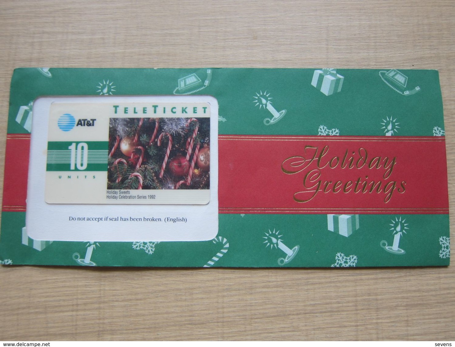 Holiday Greetings TeleTicket Card, Merry Christmas 1992, Mint In Envelope - AT&T