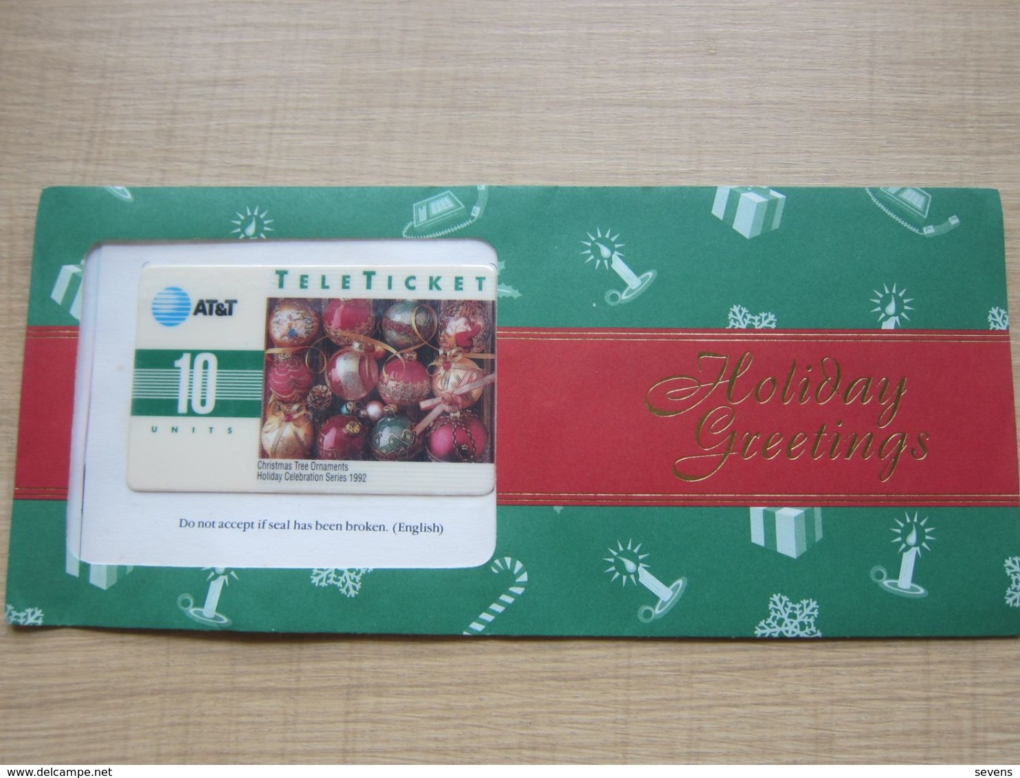 Holiday Greetings TeleTicket Card, Merry Christmas 1992,  Mint In Envelope - AT&T