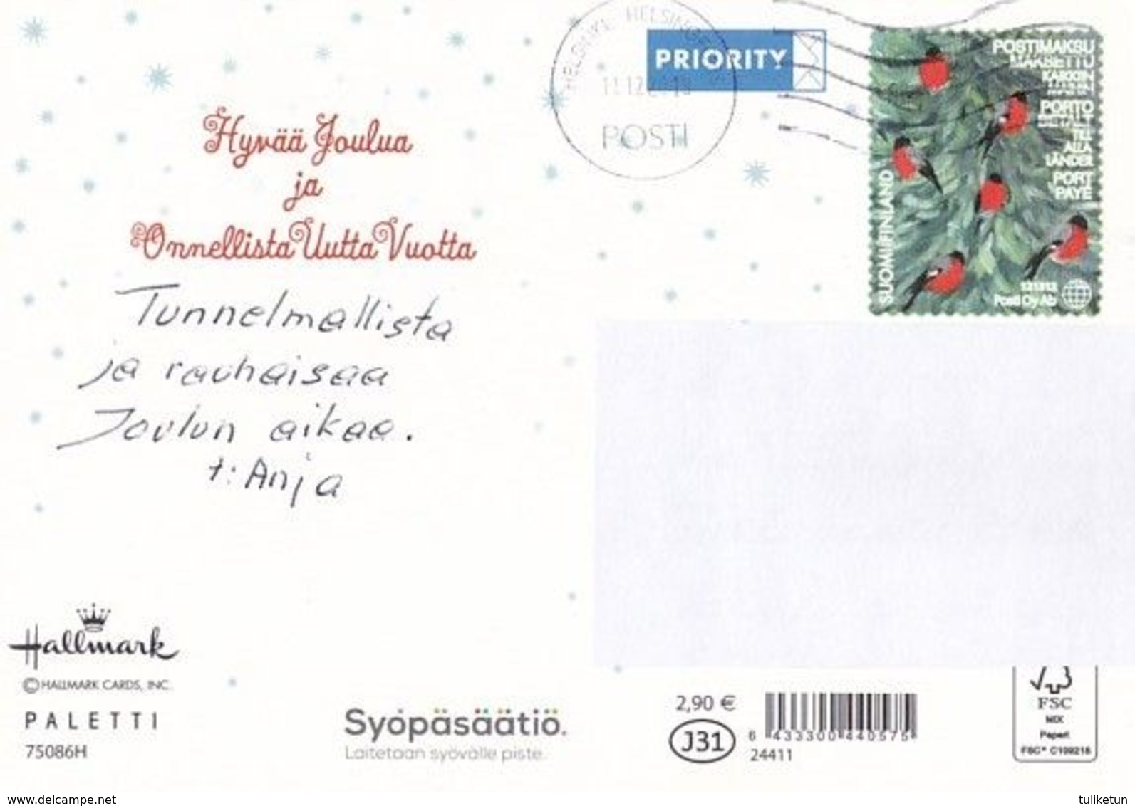 Postal Stationery - Birds - Bullfinches - Candle Lighting - Cancer Foundation 2018 - Suomi Finland - Postage Paid - Interi Postali