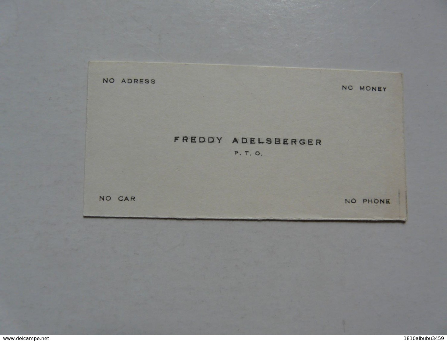 VIEUX PAPIERS - CARTE DE VISITE : Freddy ADELSBERGER PTO - Visitenkarten