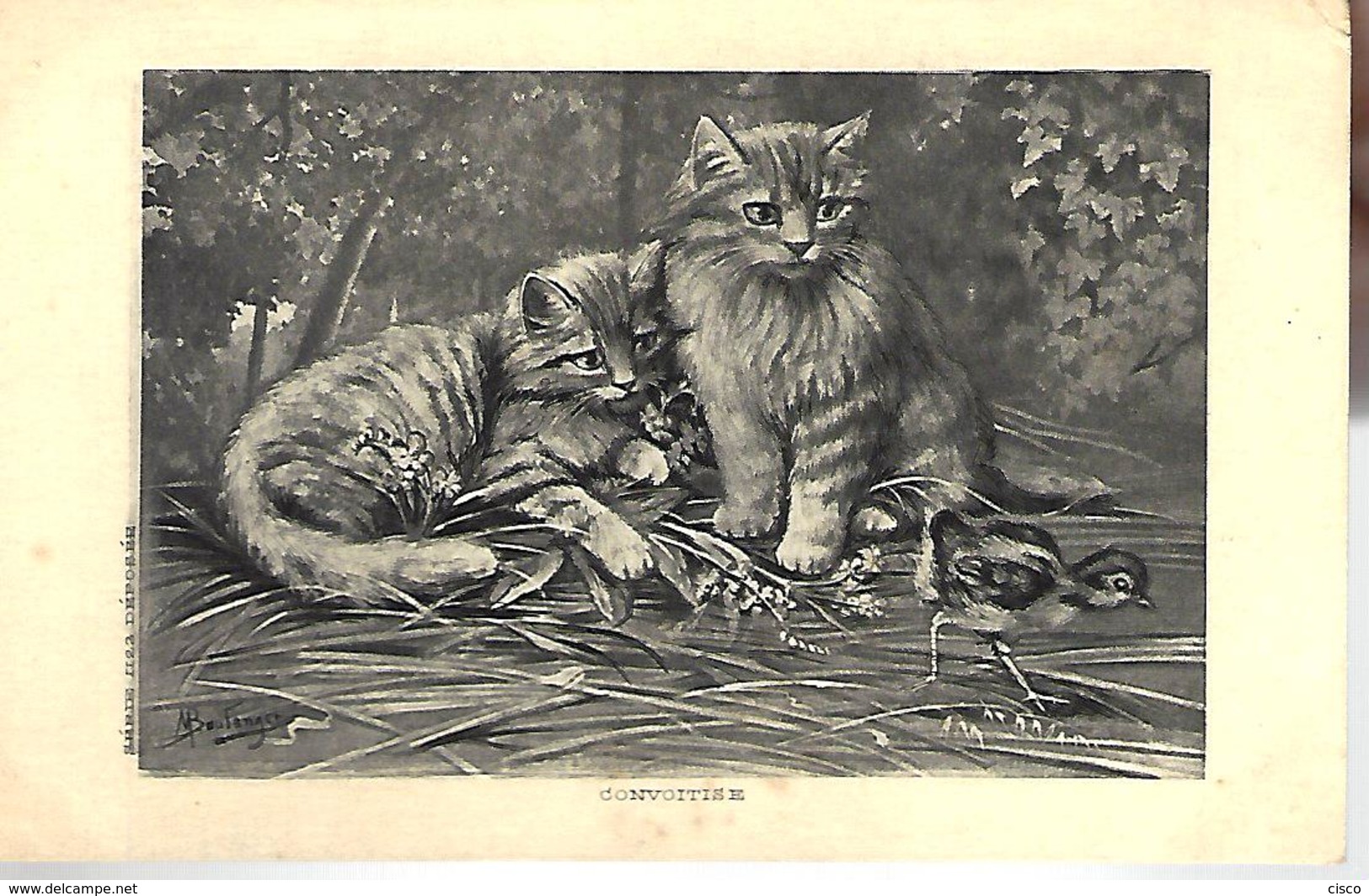 Tableau De M. Boulanger - CONVOITISE (Deux Chats Et Un Poussin) - Chats