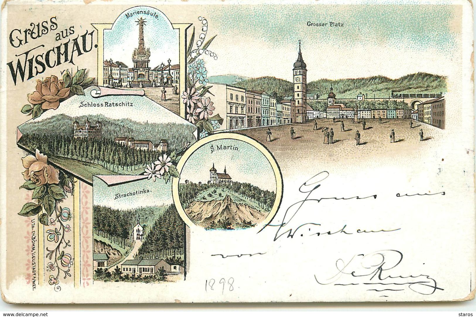 TCHEQUIE - Gruss Aus Wischau - Grosser Platz, S. Martin .... - Multi-vues 1898 - Czech Republic