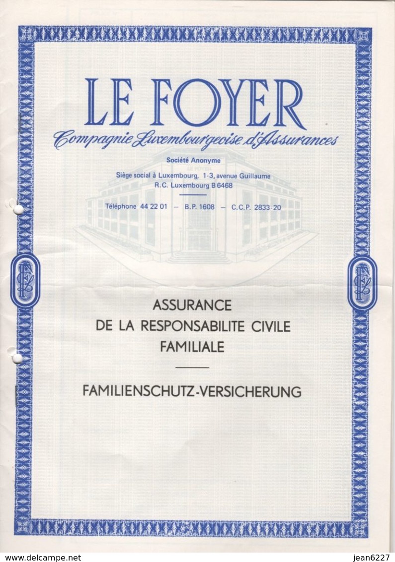Police D'assurance Responsabilité Civile Familiale Le Foyer (Luxembourg) - Banco & Caja De Ahorros