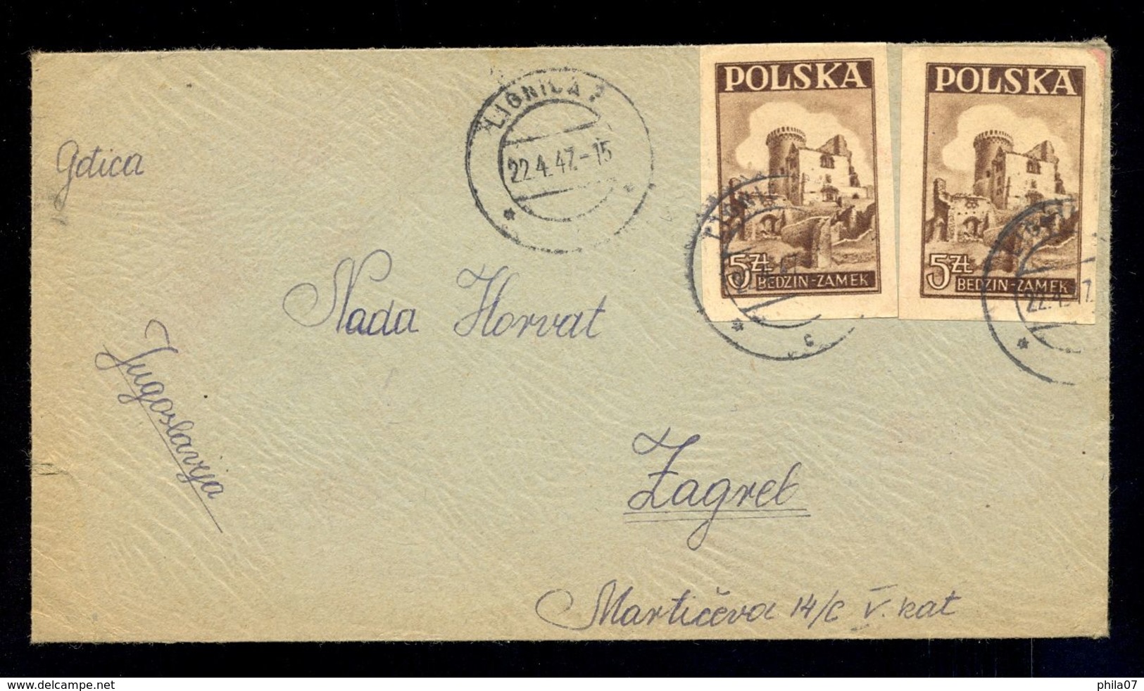 POLAND - Envelope Sent From Lignica To Zagreb (Yugoslavia) 1947. Nice Interesting Franking - Autres & Non Classés