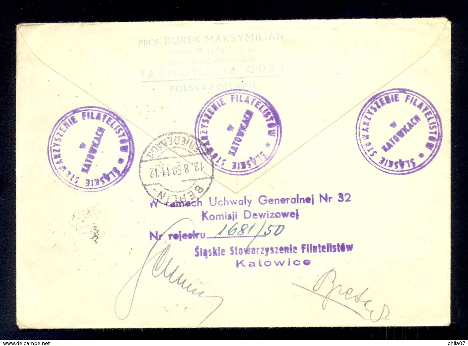 POLAND - Envelope Sent By Registered Mail From Katowice To Berlin 1950. - Other & Unclassified