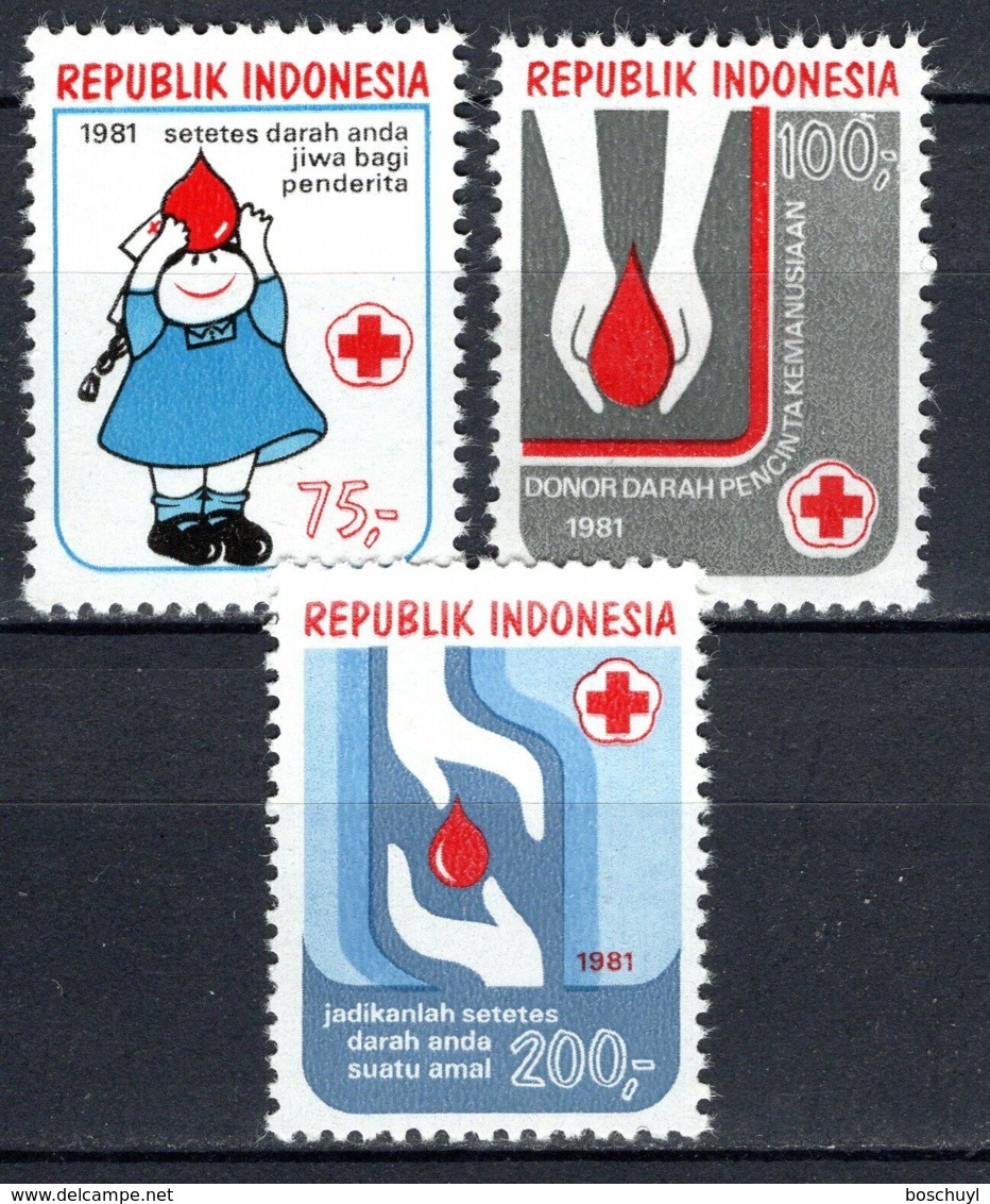 Indonesia, 1981, Donating Blood, Health Care, MNH, Michel 1004-1006 - Indonésie