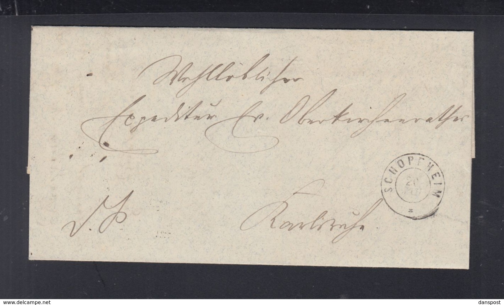 Baden Faltbrief 1863 Schopfheim Nach Karlsruhe - Storia Postale