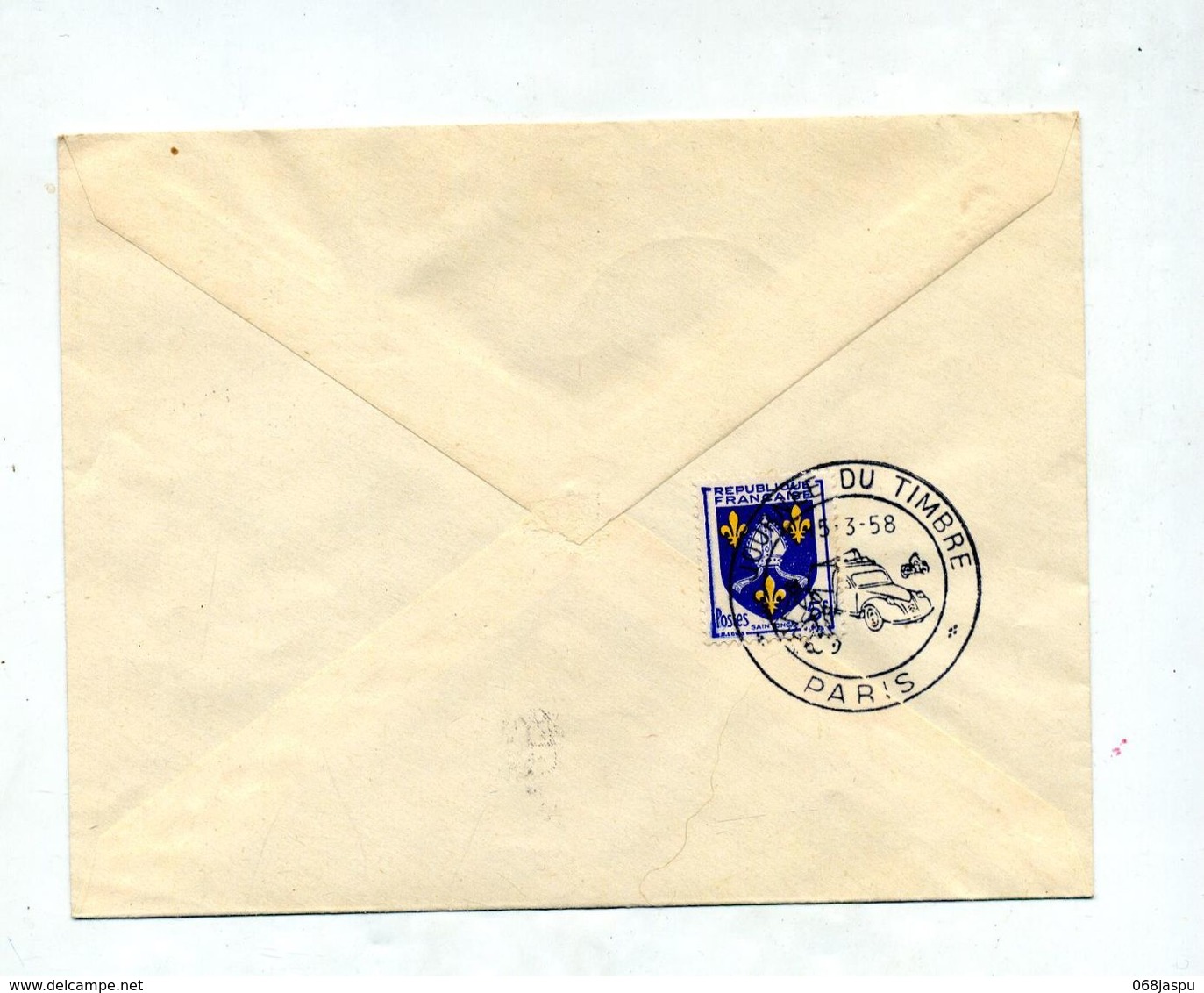 Lettre  Cachet  Oaris Journee Du Timbre 1958 Velo Voiture Moto - Commemorative Postmarks