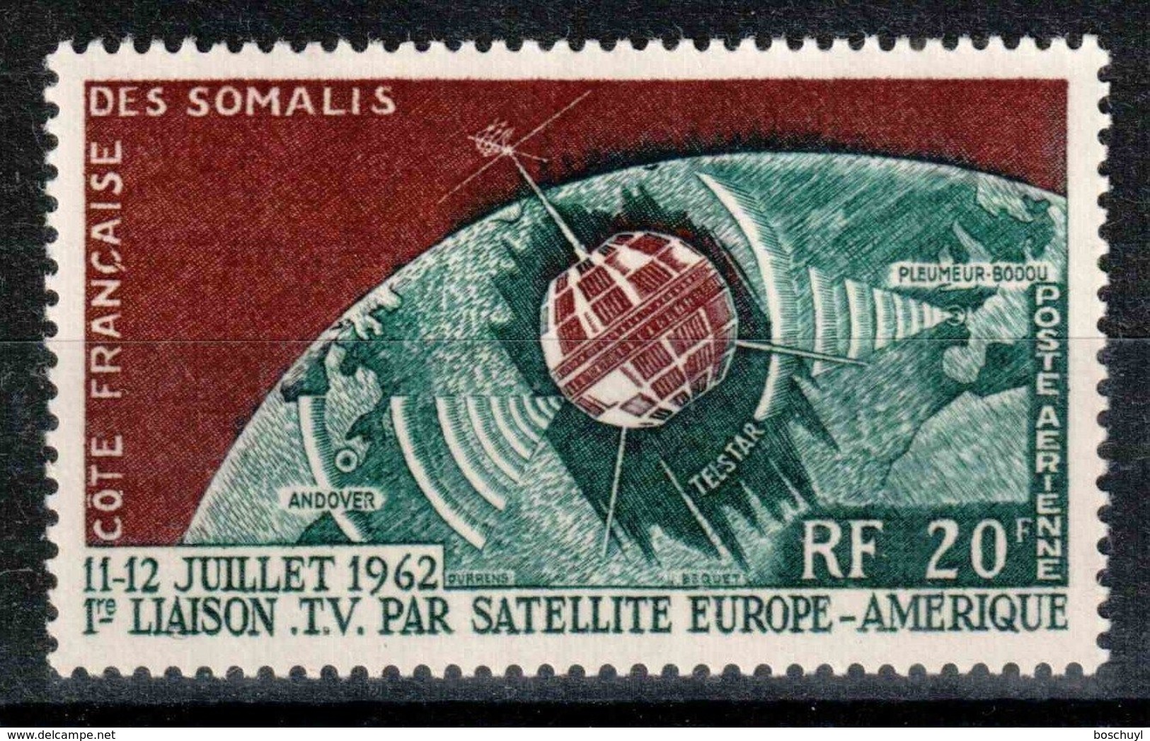 Somali Coast, French, 1963, Space, Telstar Satellite, Television Broadcast, MNH, Michel 349 - Other & Unclassified