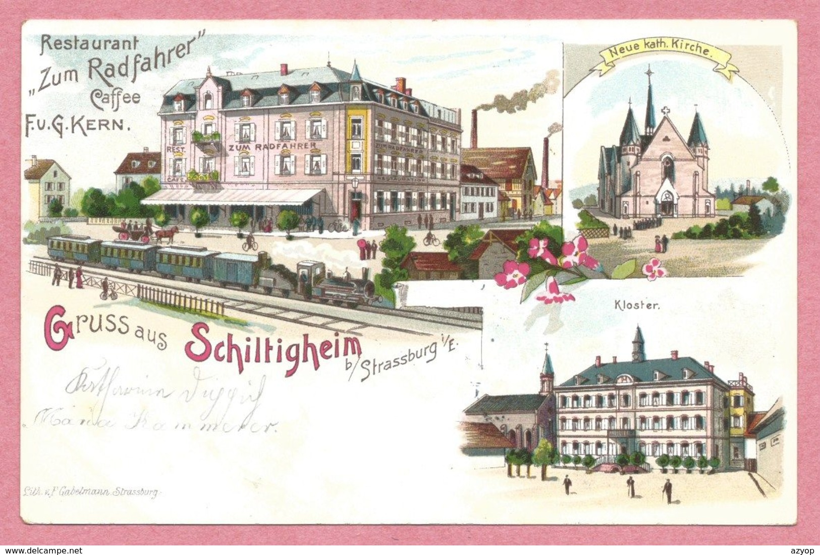 67 - GRUSS Aus SCHILTIGHEIM - Litho Couleur GABELMANN - STRASSBURG - Restaurant Zum Radfahrer - G. KERN - Schiltigheim