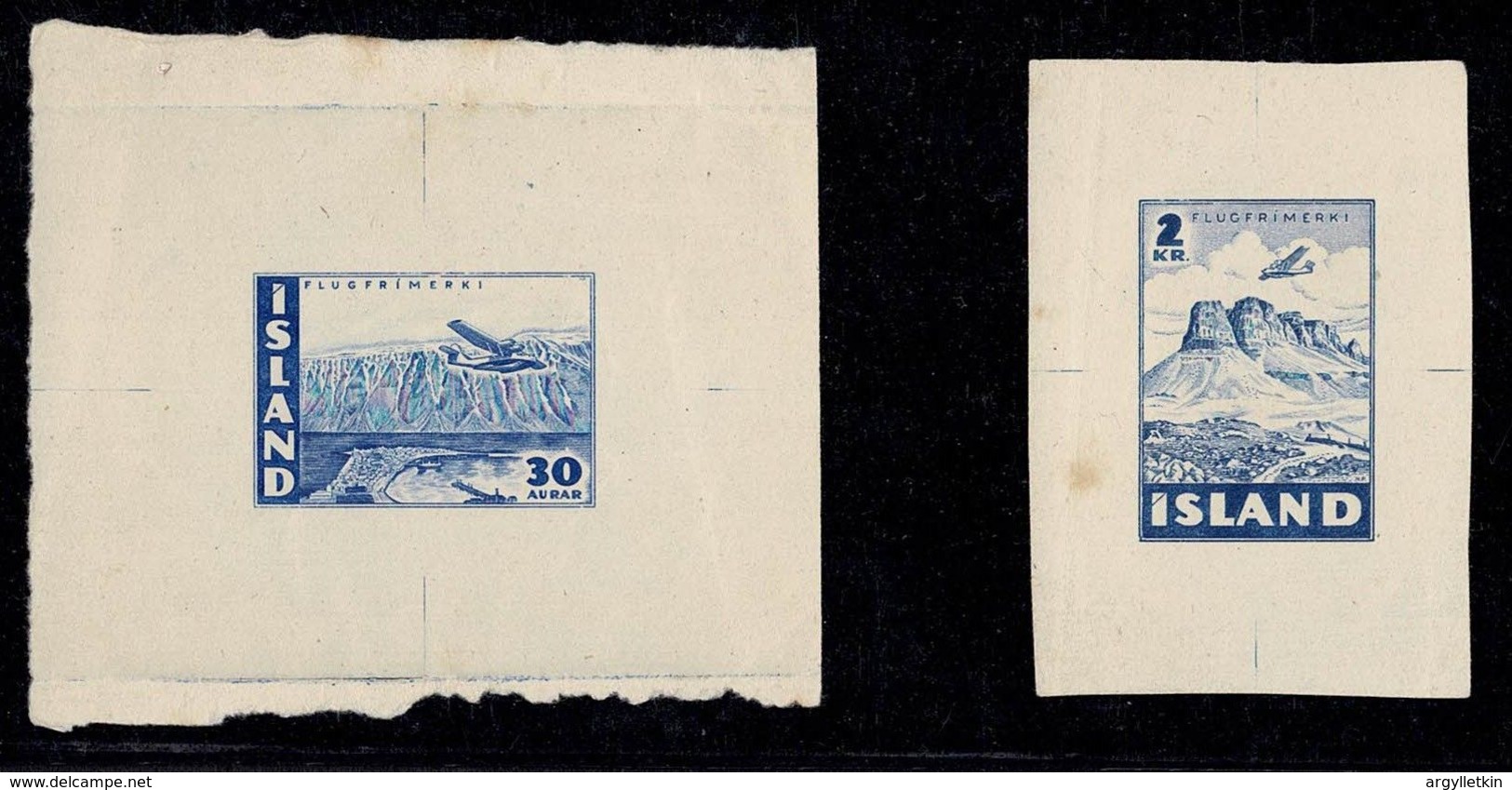 ICELAND 1947 AIR CATALINA DE LA RUE PROOFS - Imperforates, Proofs & Errors