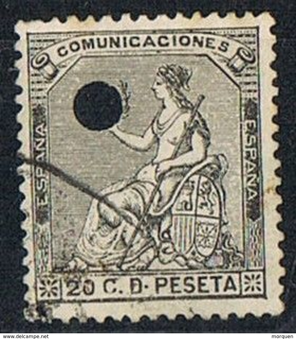 Sello 20 Cts Alegoria 1873. Perforado TELEGRAFOS, Num 134T º - Telegramas