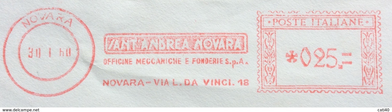 AFFRANCATURA ROSSA : SANT'ANDREA NOVARA OFFICINE MECCANICHE FONDERIA     - L.25 - 1946-60: Marcophilie