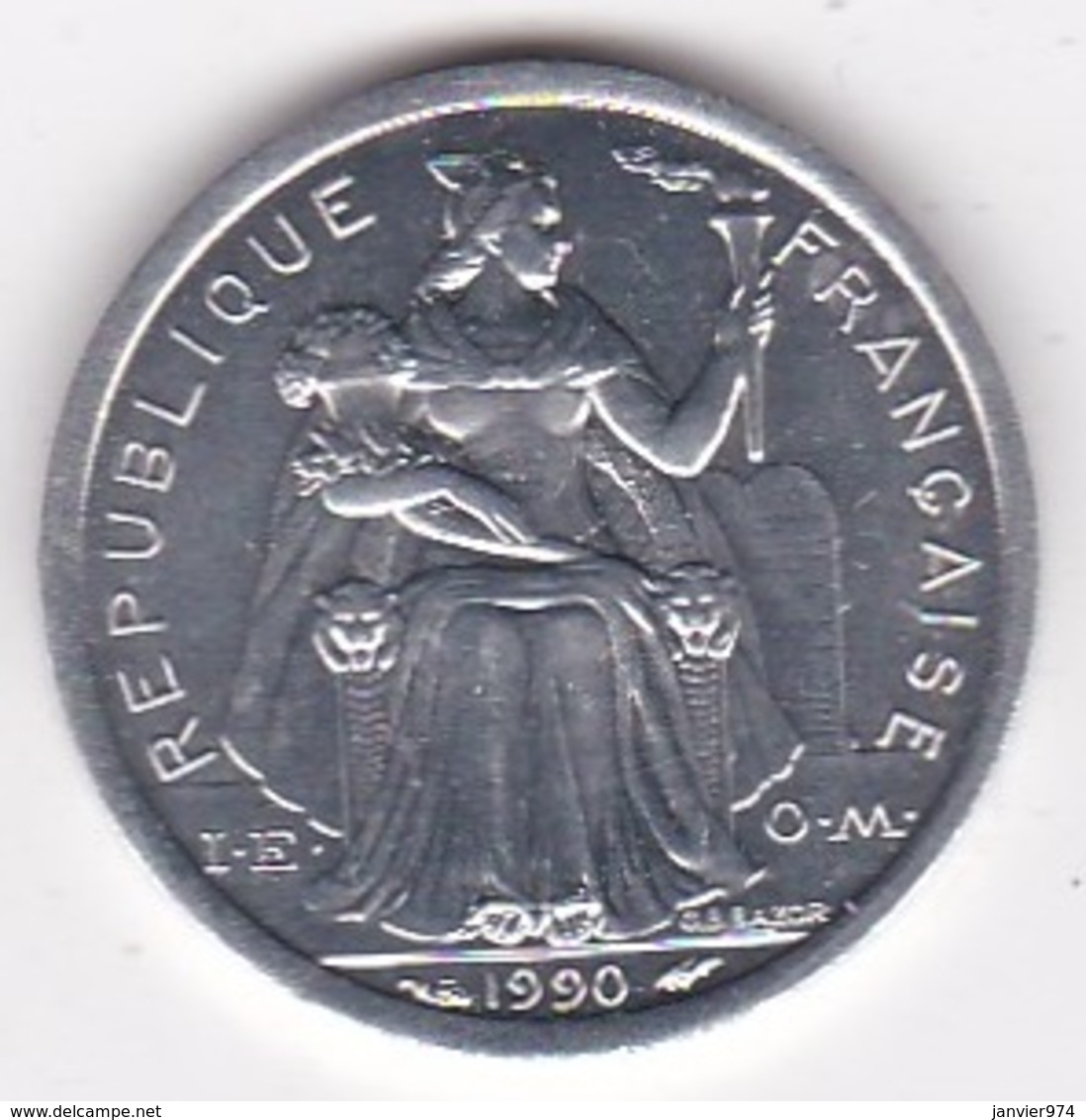 Nouvelle-Calédonie . 1 Franc 1990. Aluminium. - Nouvelle-Calédonie