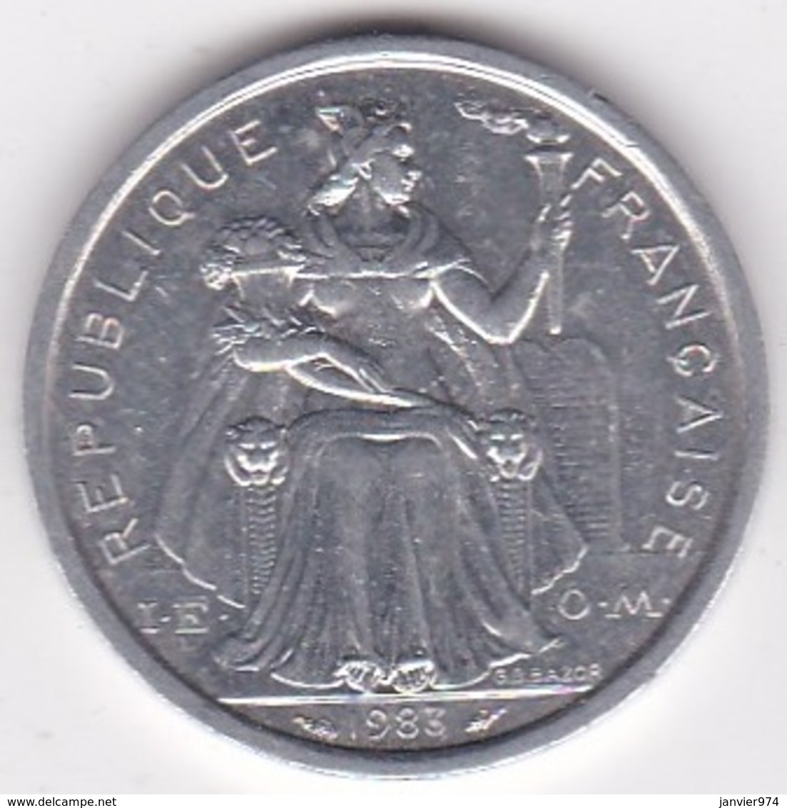Nouvelle-Calédonie . 2 Francs 1983. Aluminium. - Nieuw-Caledonië