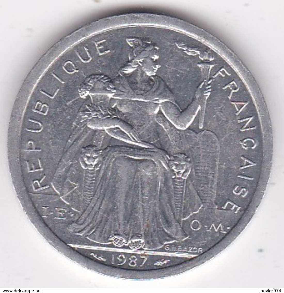 Nouvelle-Calédonie . 2 Francs 1987. Aluminium. - Nouvelle-Calédonie