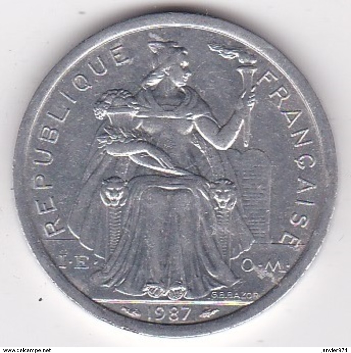 Nouvelle-Calédonie . 2 Francs 1987. Aluminium. - Nieuw-Caledonië