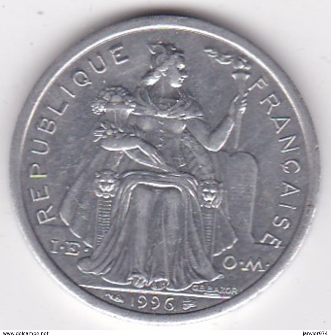 Nouvelle-Calédonie . 2 Francs 1996. Aluminium. - Nouvelle-Calédonie