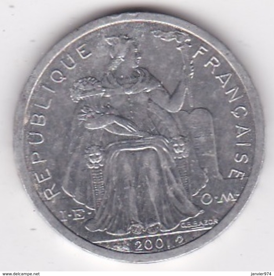 Nouvelle-Calédonie . 2 Francs 2001. Aluminium. - New Caledonia