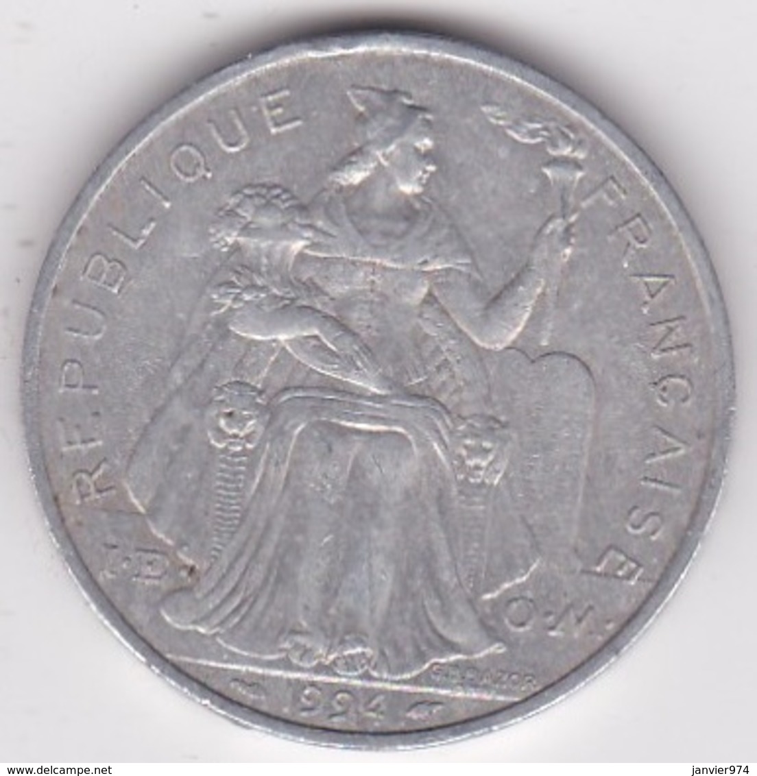 Nouvelle-Calédonie . 5 Francs 1994. Aluminium. - New Caledonia