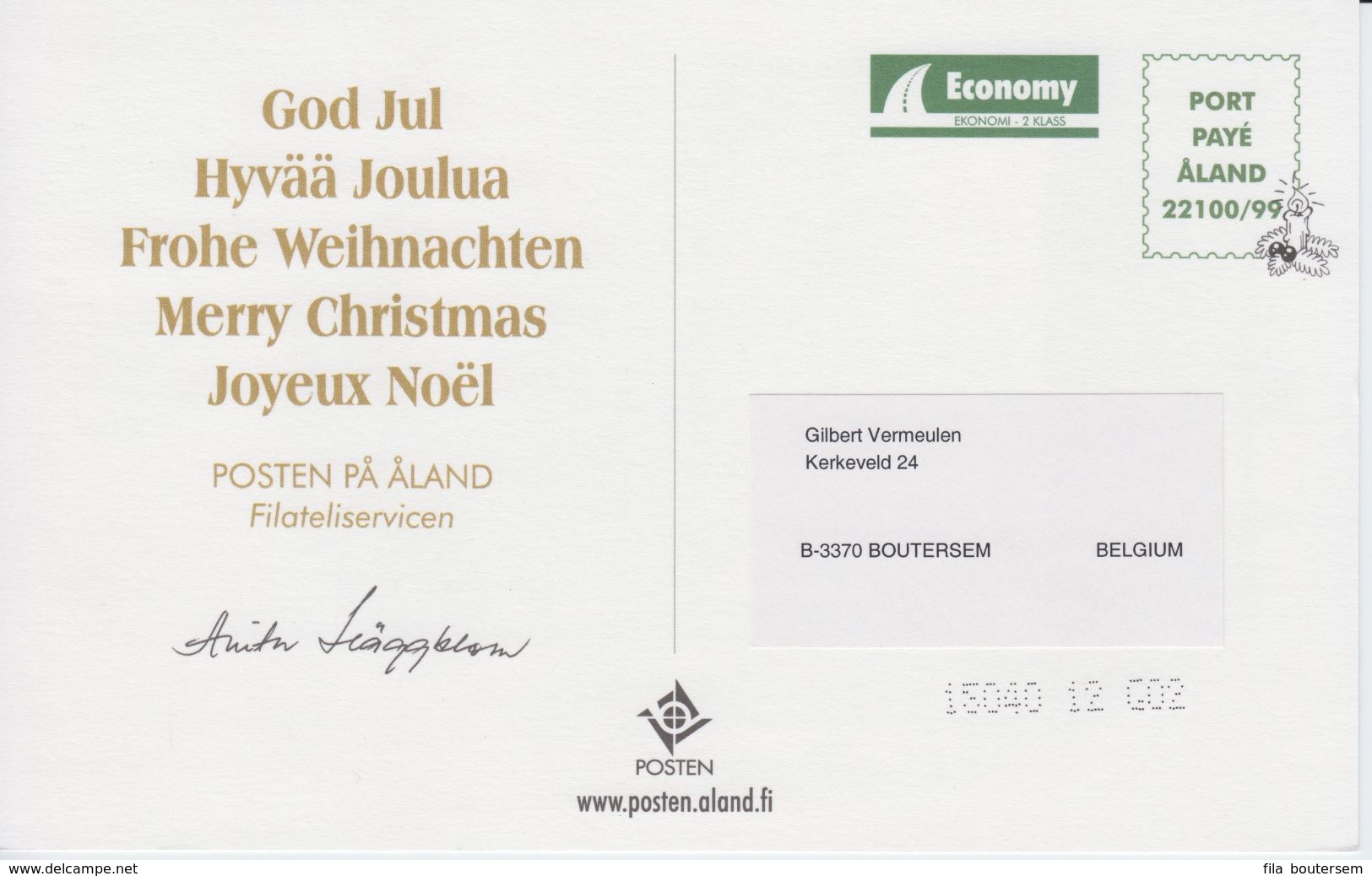 Aland 2002 Christmas Noel Weihnachten Natale Saltviks Church - Chiesa Di Saltviks FDC 1v Complete Set VFU - Aland