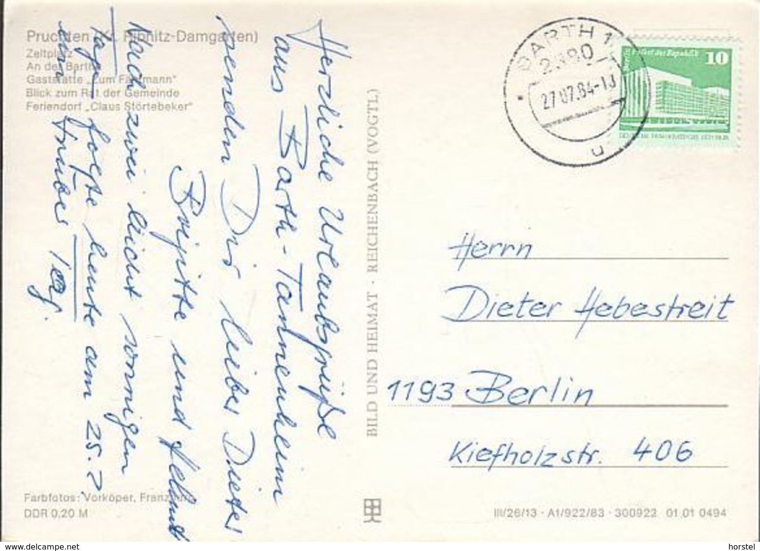 D-18356 Barth - Pruchten - Campingplatz - Gaststätte " Zum Fährmann" - Feriendorf Claus Störtebeker - Nice Stamp - Ribnitz-Damgarten