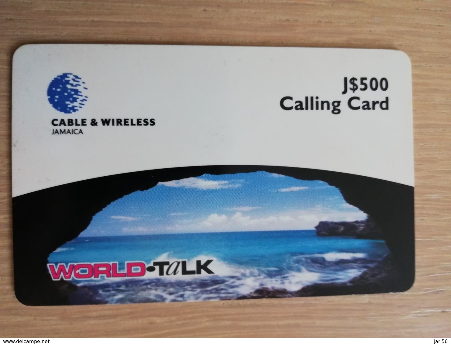 JAMAICA  J$500,-  PREPAID World -talk  THICK CARD Cable&wireless  P80  Fine Used Card  **2215** - Giamaica