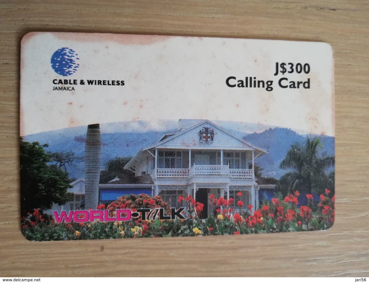 JAMAICA  J$300,-  PREPAID World -talk   Cable&wireless  P88b   Fine Used Card  **2218** - Jamaica