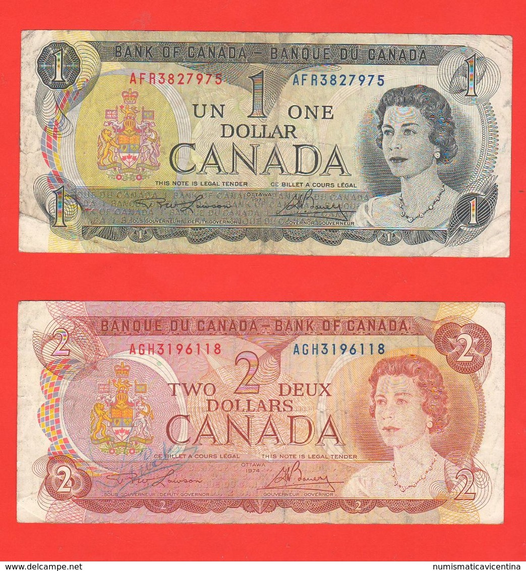 Canada 1 + 2 Dollari Dollars 1973 - 1974 - Canada