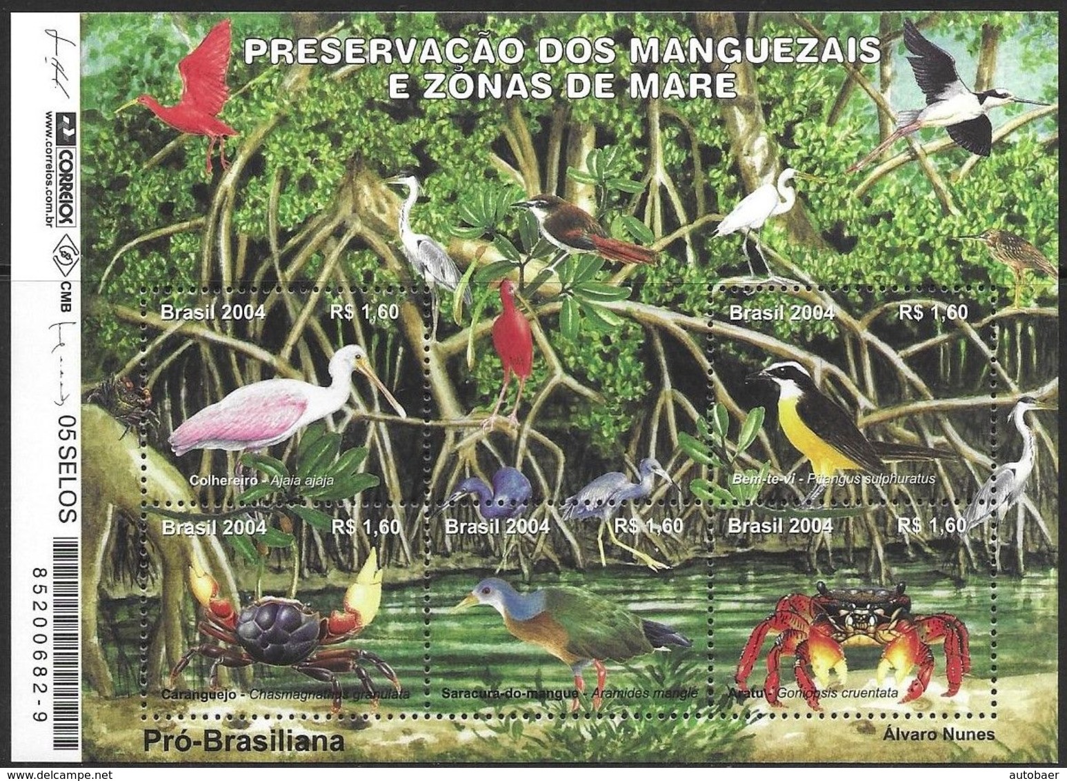 Brazil Brasil Brasilien 2004 Conservation Environment Protection Michel No. Bl. 127 (3364-68) MNH Mint Postfrisch Neuf** - Ungebraucht