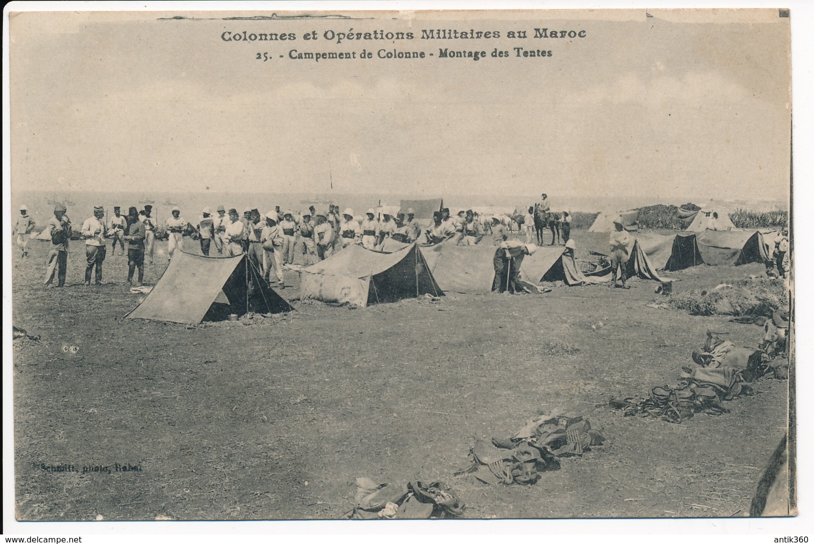 CPA MAROC Colonnes Et Opérations Militaires Campement De Colonne Montage Des Tentes - Autres & Non Classés