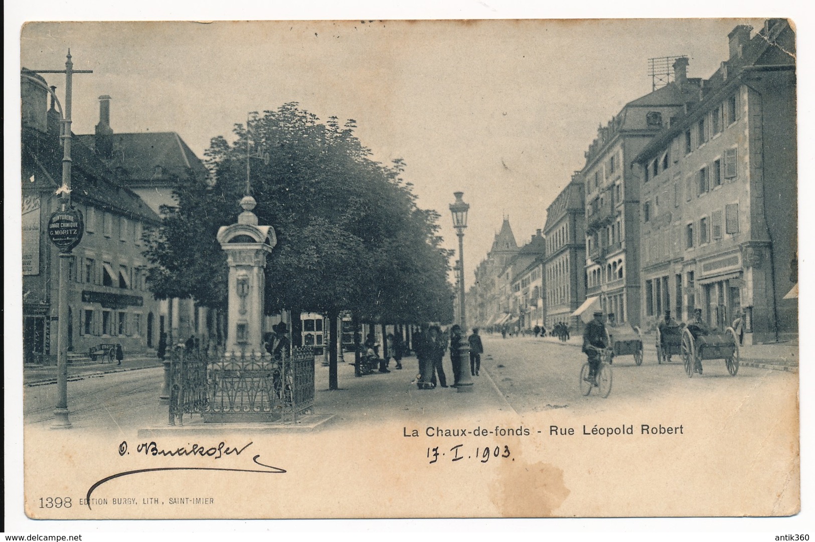 CPA SUISSE La Chaux De Fonds Plan Rare Rue Léopold Robert 1903 - La Chaux-de-Fonds